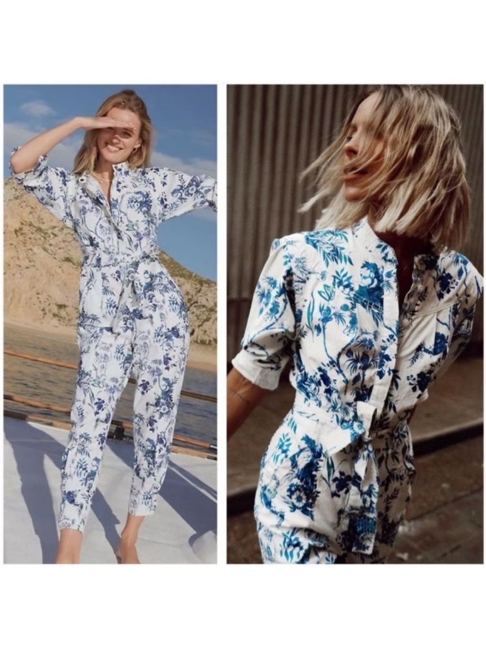 Anthropologie Lucienne Floral Belted Jumpsuit Cottagecore Coastal Euro Summer